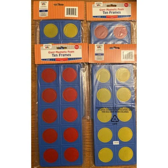 4 Sets Giant Magnetic Foam Ten Frames 8 Total Trays Math Manipulative - Picture 1 of 4